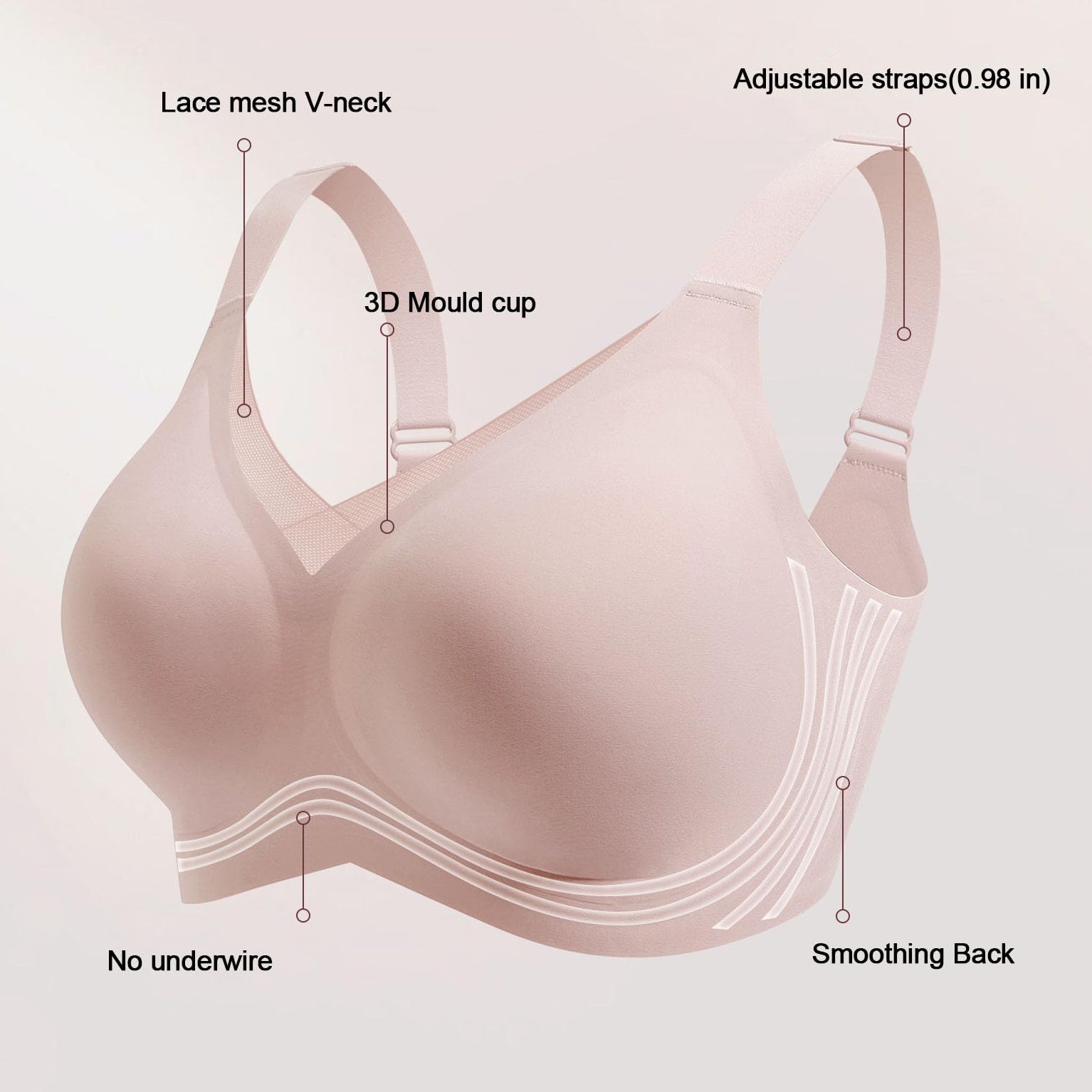 Lift Easy Wireless Bra: Rose